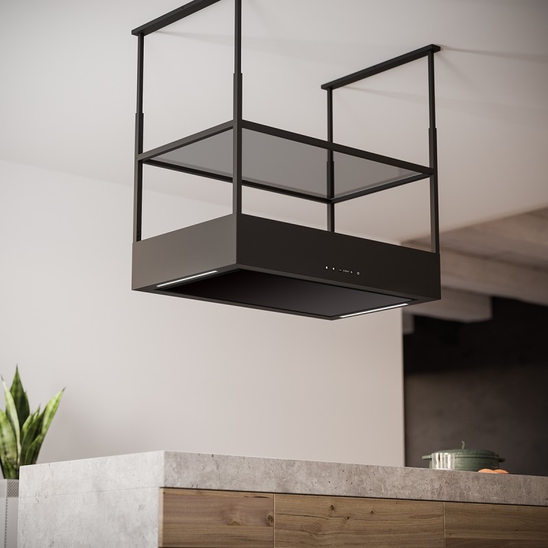Modular island hood with shelves